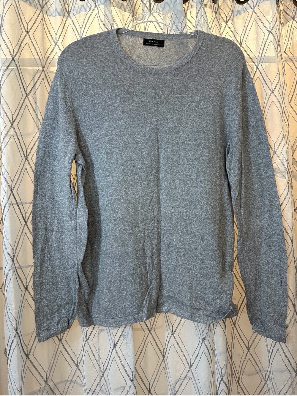 Zara Men's Light Gray Crewneck Knit Sweater